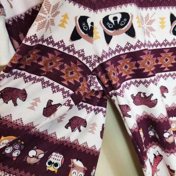 Cabin Fever Boho Tribal Onesie Pajamas Sz Small Stripe Animal Print Fox Owl Bear - Picture 4 of 10